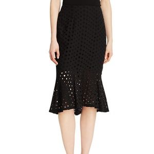 Kendall + Kylie Black Eyelet Peplum Pencil Skirt